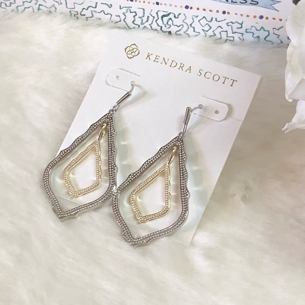 NEW KENDRA SCOTT SIMON DROP MIXED METAL EARRINGS - Picture 1 of 7